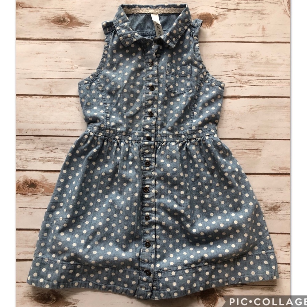 Girls polka dot chambray dress